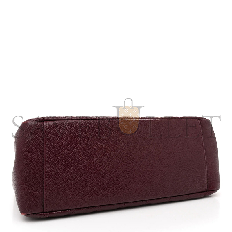 CHANEL CAVIAR QUILTED GRAND SHOPPING TOTE DARK BURGUNDY (34*24*13cm) 